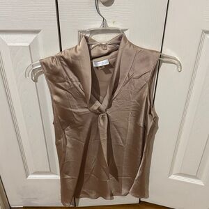 Tahari Taupe Sleeveless Blouse